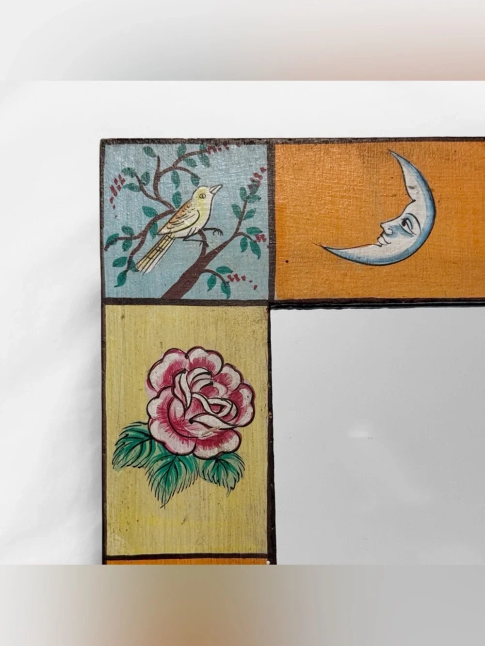 Hand Painted Lotería Card Frame Colorful Mexican Folk Art Wall Accent Mirror